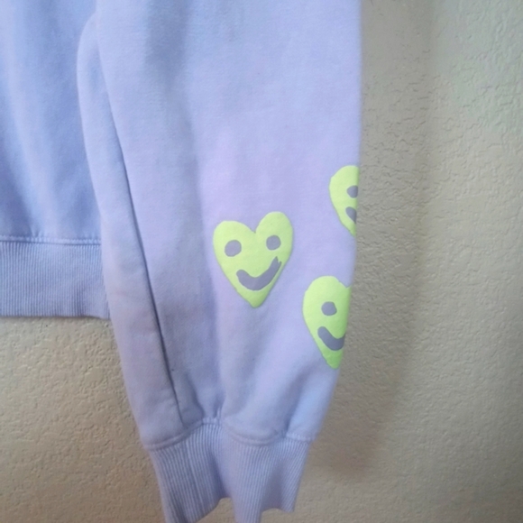 Coney Island Picnic Organic Cotton Pop Art Ice Blue Boho Streetwear Sweatshirt L - Picture 3 of 11